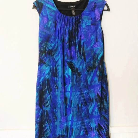 Style & Co Blue Print Sheath Dress Size 8 - Picture 2 of 4